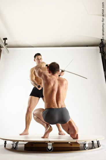 Underwear Fighting Man - Man White Standing poses - ALL Muscular Short Brown Standing poses - simple Dynamic poses Academic