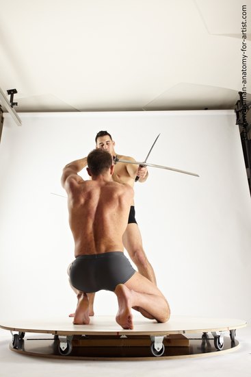 Underwear Fighting Man - Man White Standing poses - ALL Muscular Short Brown Standing poses - simple Dynamic poses Academic