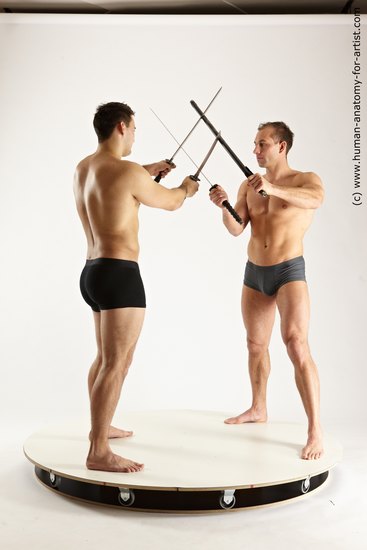 Underwear Fighting Man - Man White Standing poses - ALL Muscular Short Brown Standing poses - simple Dynamic poses Academic