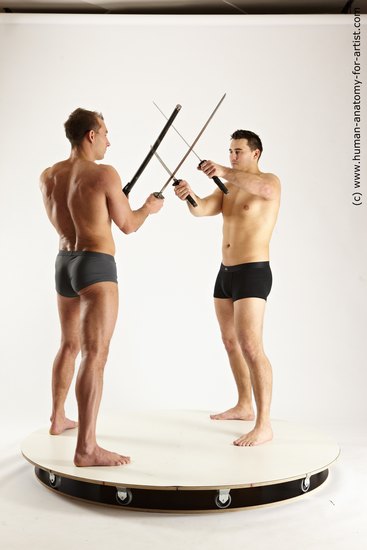 Underwear Fighting Man - Man White Standing poses - ALL Muscular Short Brown Standing poses - simple Dynamic poses Academic