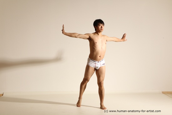 Underwear Martial art Man Asian Moving poses Average Short Black Dynamic poses Academic