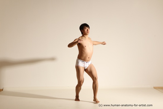 Underwear Martial art Man Asian Moving poses Average Short Black Dynamic poses Academic