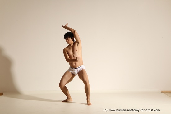 Underwear Martial art Man Asian Moving poses Average Short Black Dynamic poses Academic