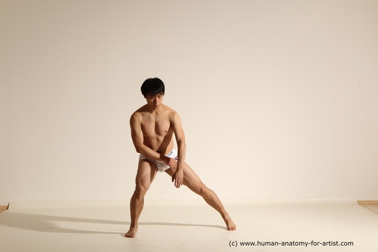 Underwear Martial art Man Asian Moving poses Average Short Black Dynamic poses Academic