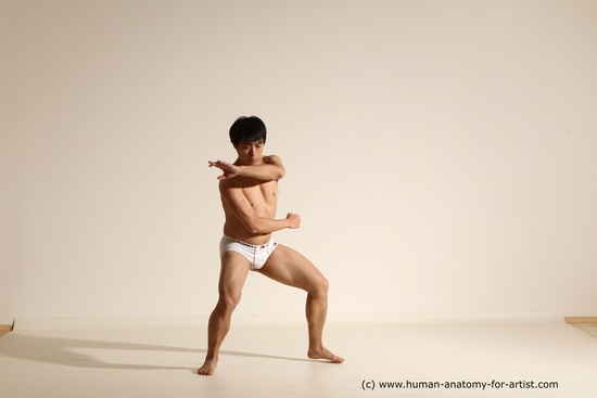 Underwear Martial art Man Asian Moving poses Average Short Black Dynamic poses Academic