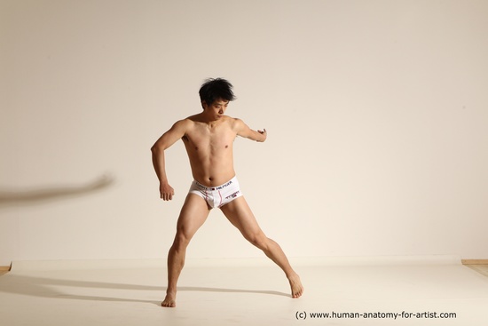 Underwear Martial art Man Asian Moving poses Average Short Black Dynamic poses Academic