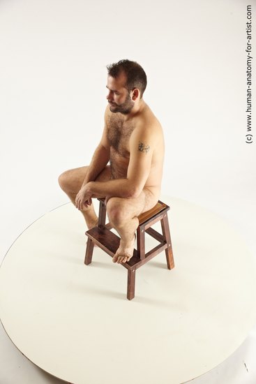 Nude Man White Sitting poses - simple Average Short Brown Sitting poses - ALL Multi angles poses Realistic