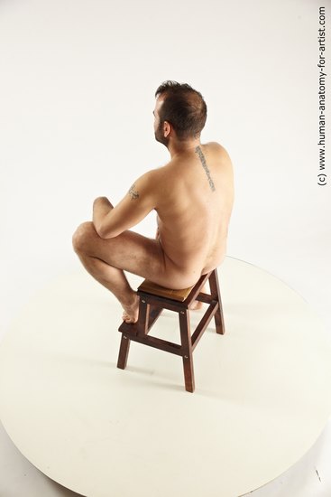 Nude Man White Sitting poses - simple Average Short Brown Sitting poses - ALL Multi angles poses Realistic