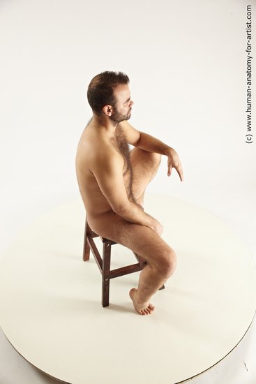 Nude Man White Sitting poses - simple Average Short Brown Sitting poses - ALL Multi angles poses Realistic