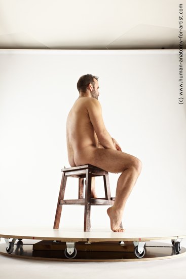 Nude Man White Sitting poses - simple Average Short Brown Sitting poses - ALL Multi angles poses Realistic