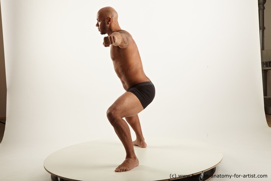 Underwear Man Black Standing poses - ALL Muscular Bald Standing poses - simple Academic