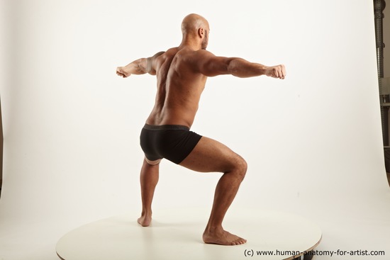 Underwear Man Black Standing poses - ALL Muscular Bald Standing poses - simple Academic