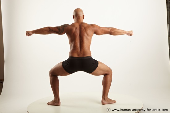 Underwear Man Black Standing poses - ALL Muscular Bald Standing poses - simple Academic