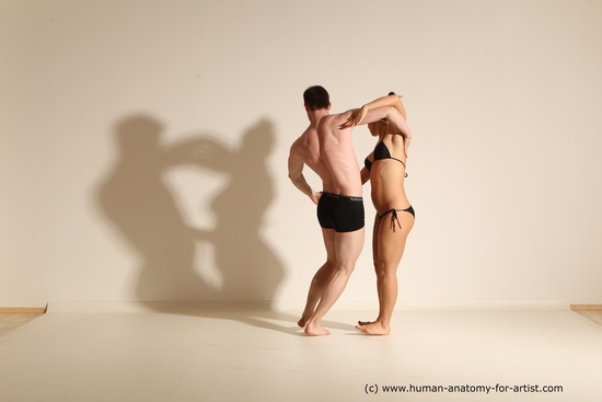 Underwear Woman - Man White Average Short Brown Dancing Dynamic poses Academic