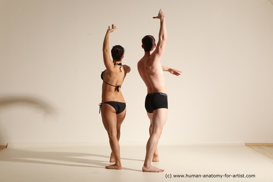 Underwear Woman - Man White Average Short Brown Dancing Dynamic poses Academic