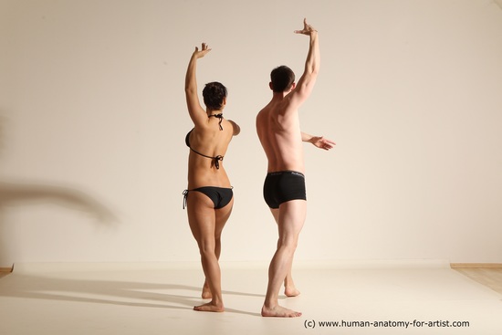 Underwear Woman - Man White Average Short Brown Dancing Dynamic poses Academic