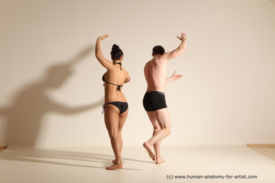 Underwear Woman - Man White Average Short Brown Dancing Dynamic poses Academic