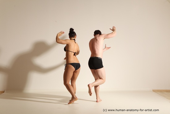 Underwear Woman - Man White Average Short Brown Dancing Dynamic poses Academic