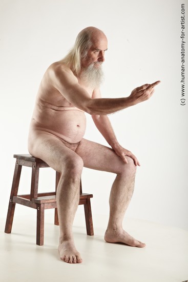 Nude Man White Sitting poses - simple Average Long Grey Sitting poses - ALL Realistic