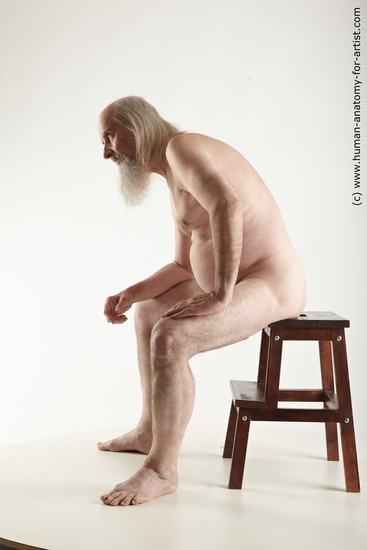 Nude Man White Sitting poses - simple Average Long Grey Sitting poses - ALL Realistic