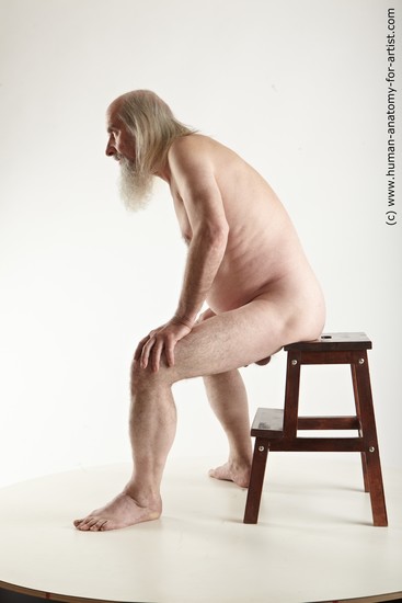 Nude Man White Sitting poses - simple Average Long Grey Sitting poses - ALL Realistic