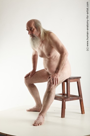 Nude Man White Sitting poses - simple Average Long Grey Sitting poses - ALL Realistic