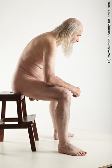 Nude Man White Sitting poses - simple Average Long Grey Sitting poses - ALL Realistic