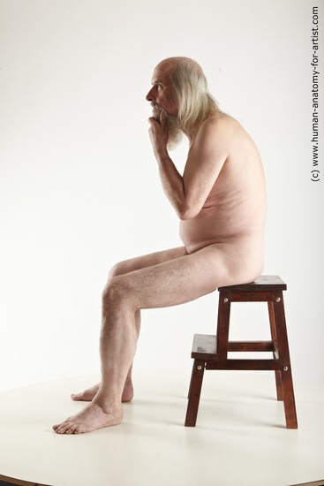 Nude Man White Sitting poses - simple Average Long Grey Sitting poses - ALL Realistic