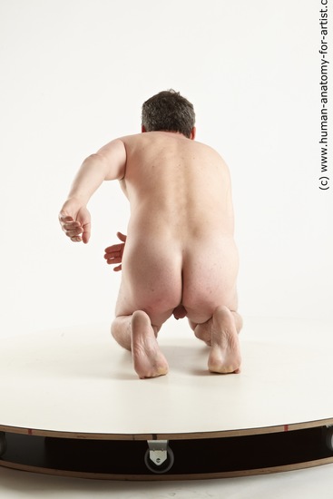 Nude Man White Kneeling poses - ALL Slim Short Brown Kneeling poses - on both knees Realistic