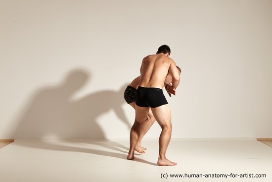 Underwear Fighting Man - Man White Moving poses Muscular Short Brown Dynamic poses Academic