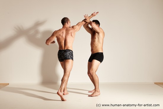 Underwear Fighting Man - Man White Moving poses Muscular Short Brown Dynamic poses Academic