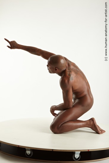 Nude Man Black Slim Bald Realistic