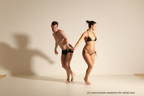 Underwear Woman - Man White Average Short Brown Dancing Dynamic poses Academic