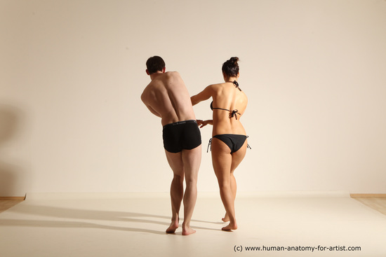 Underwear Woman - Man White Average Short Brown Dancing Dynamic poses Academic