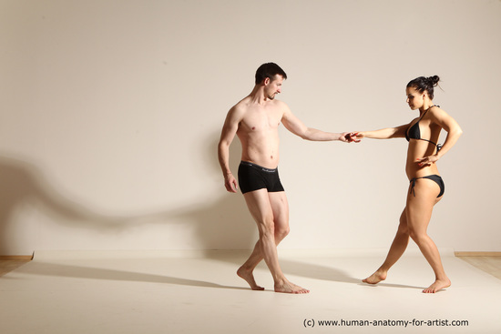 Underwear Woman - Man White Average Short Brown Dancing Dynamic poses Academic