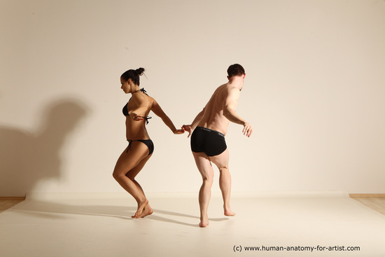 Underwear Woman - Man White Average Short Brown Dancing Dynamic poses Academic