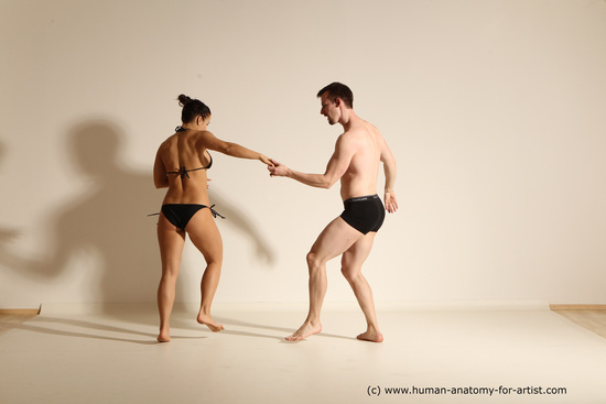 Underwear Woman - Man White Average Short Brown Dancing Dynamic poses Academic