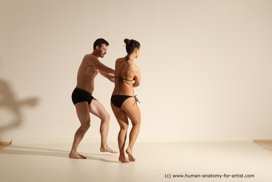 Underwear Woman - Man White Average Short Brown Dancing Dynamic poses Academic