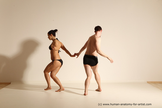 Underwear Woman - Man White Average Short Brown Dancing Dynamic poses Academic