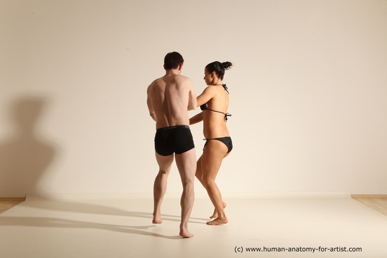 Underwear Woman - Man White Average Short Brown Dancing Dynamic poses Academic