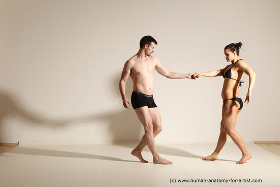 Underwear Woman - Man White Average Short Brown Dancing Dynamic poses Academic