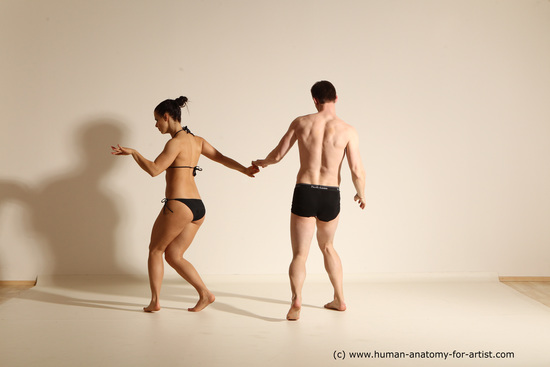 Underwear Woman - Man White Average Short Brown Dancing Dynamic poses Academic