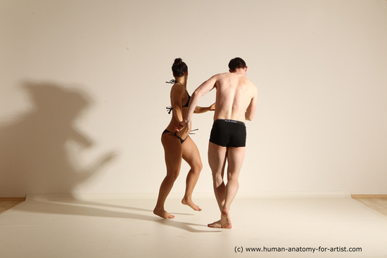 Underwear Woman - Man White Average Short Brown Dancing Dynamic poses Academic