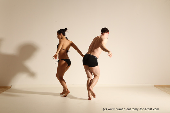 Underwear Woman - Man White Average Short Brown Dancing Dynamic poses Academic