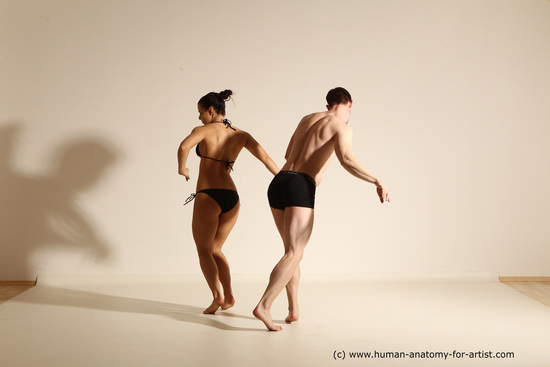 Underwear Woman - Man White Average Short Brown Dancing Dynamic poses Academic