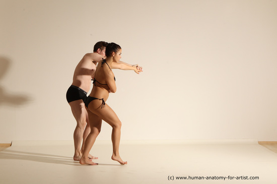 Underwear Woman - Man White Average Short Brown Dancing Dynamic poses Academic