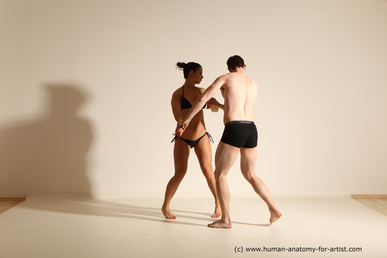 Underwear Woman - Man White Average Short Brown Dancing Dynamic poses Academic