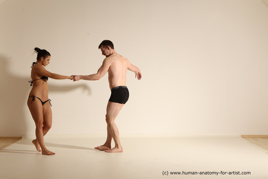 Underwear Woman - Man White Average Short Brown Dancing Dynamic poses Academic