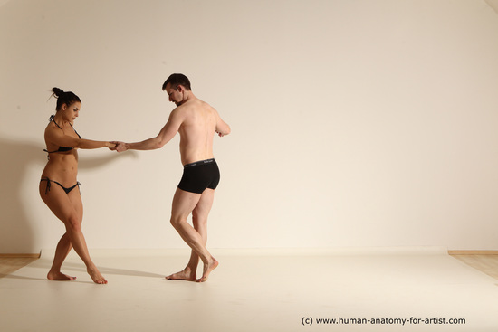 Underwear Woman - Man White Average Short Brown Dancing Dynamic poses Academic