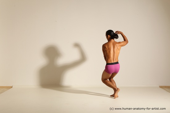 Underwear Martial art Man Asian Standing poses - ALL Slim Long Black Standing poses - simple Dynamic poses Academic